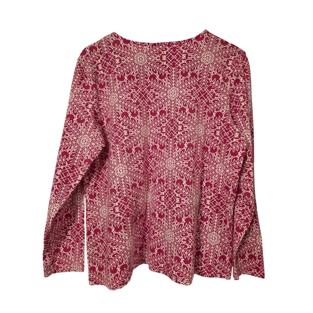 Christopher Banks Women's Long Sleeve Top Pink Beige Print‎ Casual Blouse